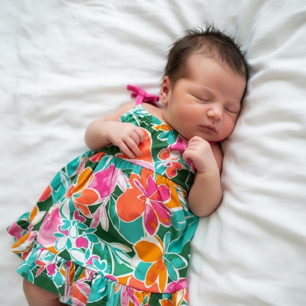 Carter's Floral Tie-Shoulder Sundress in Teal, Pink & Orange